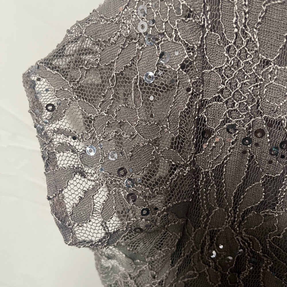 Scarlett Lace V-Neck Midi Dress in Gray - Picture 6 of 8